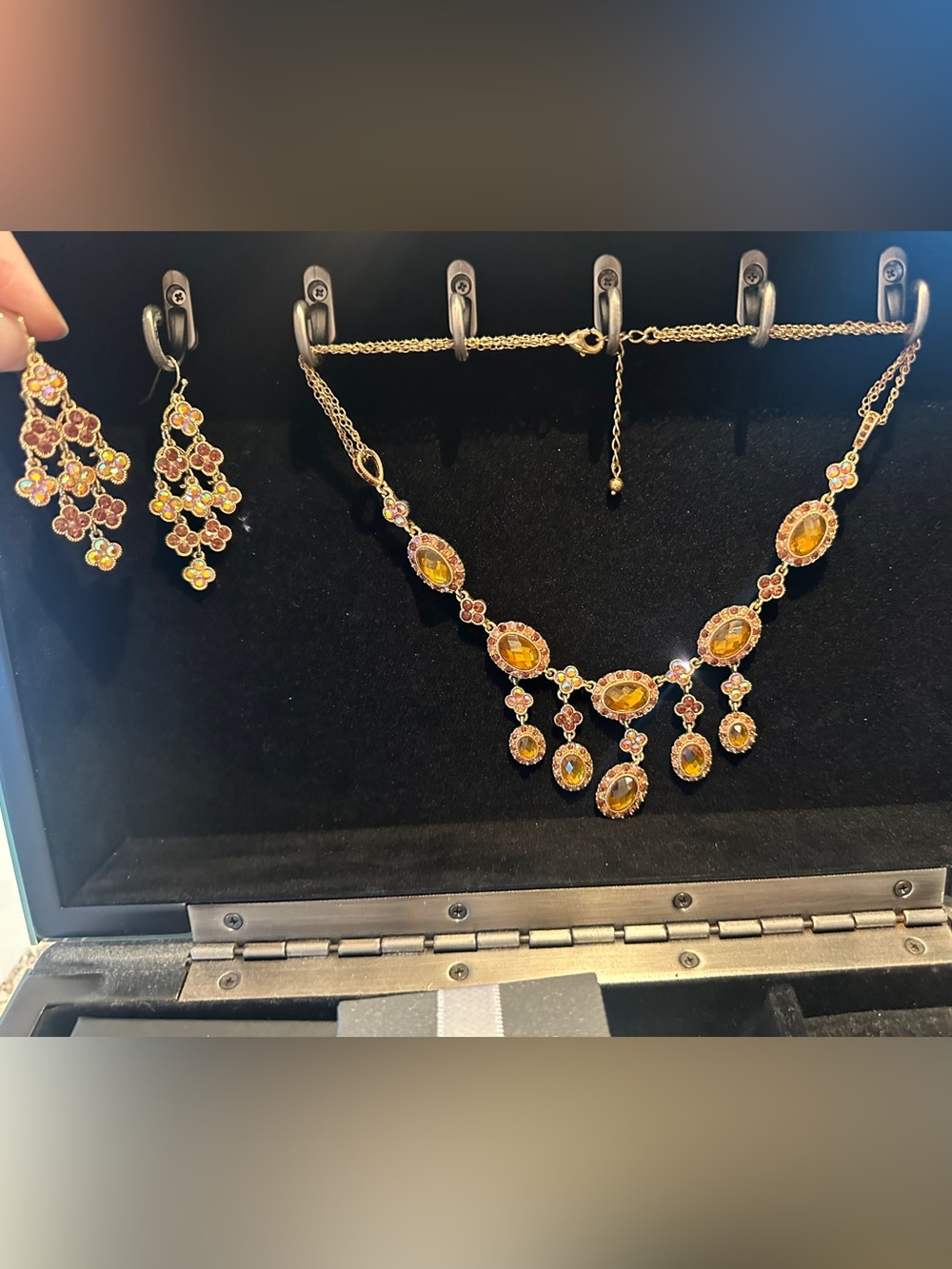 Gold-Tone Yellow Crystal Statement Necklace - Women Jewelry